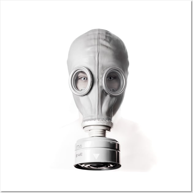 Light Gray Gas Mask Wall Art by Wuhuu